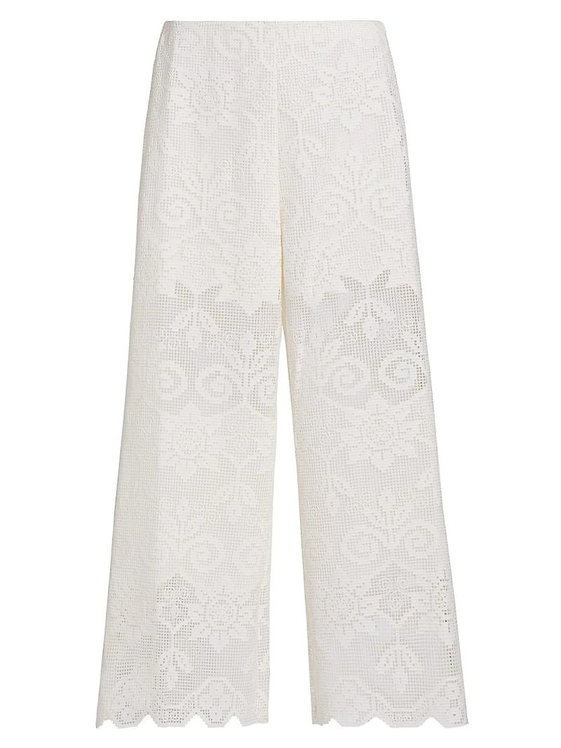 Gina Needlepoint Floral Lace Pants