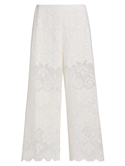 Gina Needlepoint Floral Lace Pants
