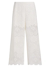 Gina Needlepoint Floral Lace Pants
