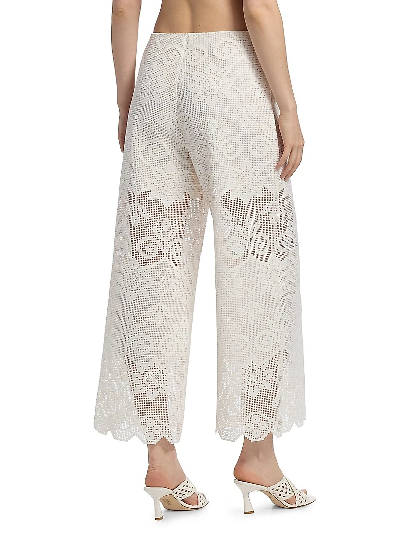 Gina Needlepoint Floral Lace Pants