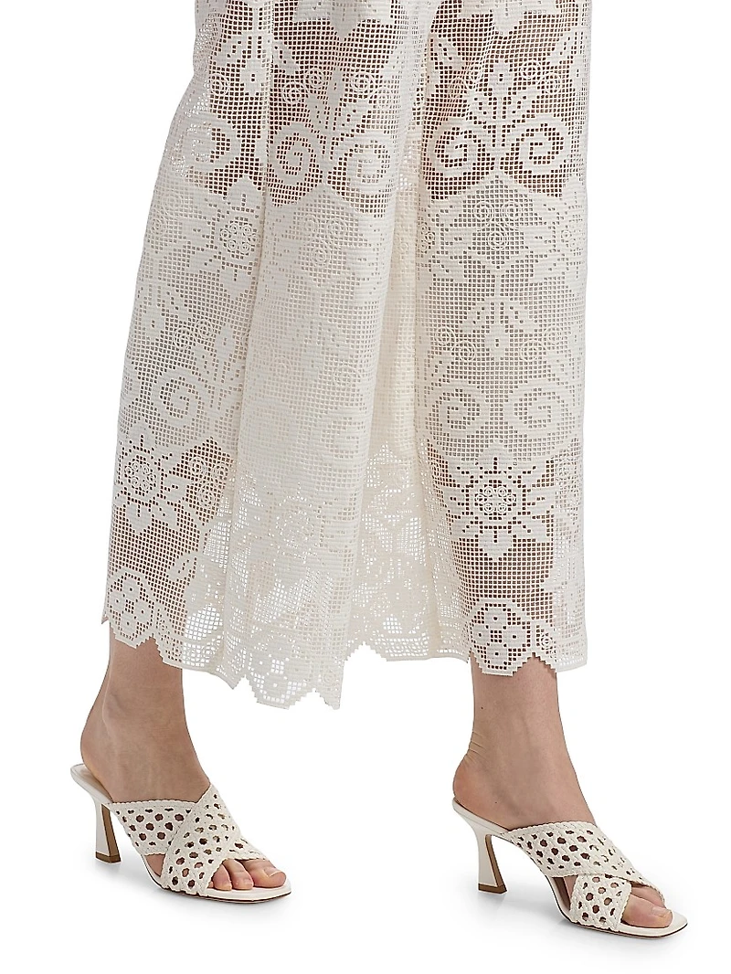 Gina Needlepoint Floral Lace Pants