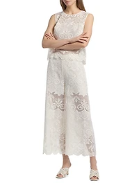 Gina Needlepoint Floral Lace Pants