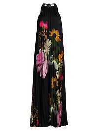 Leona Floral Pleated Halter Maxi Dress