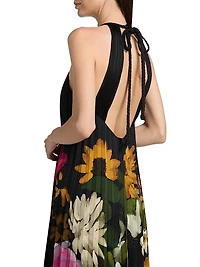 Leona Floral Pleated Halter Maxi Dress
