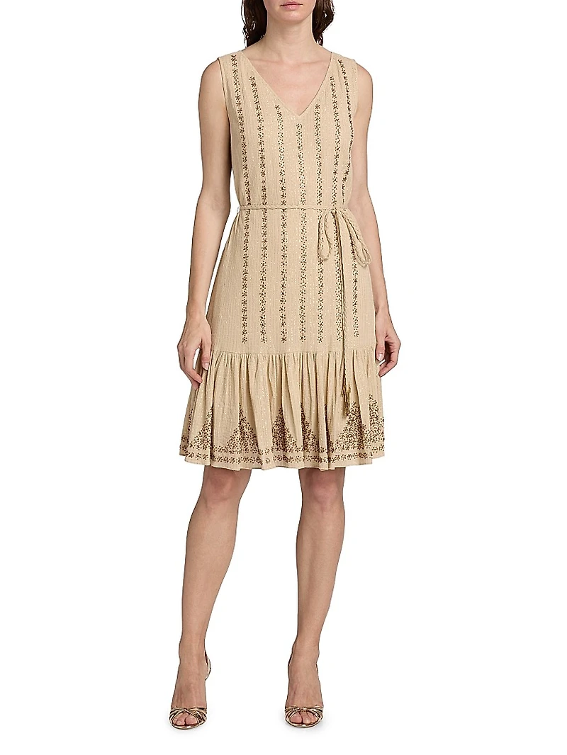 May Metallic Sleeveless Knee-Length Dress