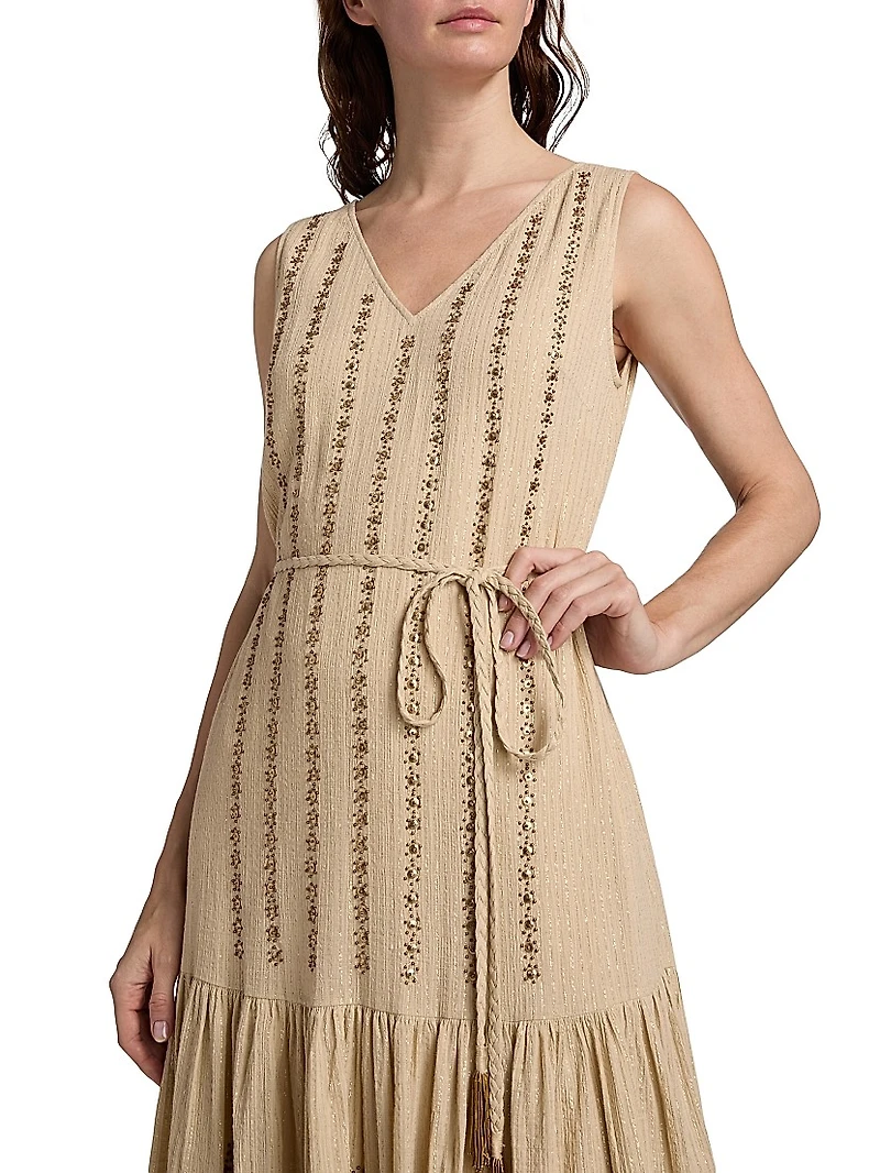 May Metallic Sleeveless Knee-Length Dress