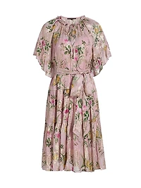 Chase Metallic Floral Ruffle Dress