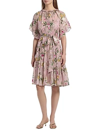 Chase Metallic Floral Ruffle Dress