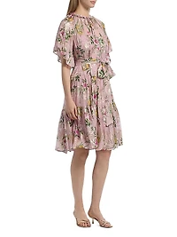 Chase Metallic Floral Ruffle Dress