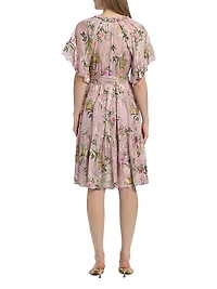 Chase Metallic Floral Ruffle Dress