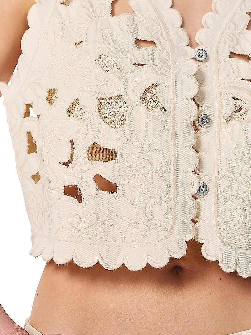 Coralie Floral Cutout Vest