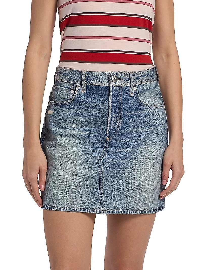 Miramar Ponte Printed Denim Miniskirt