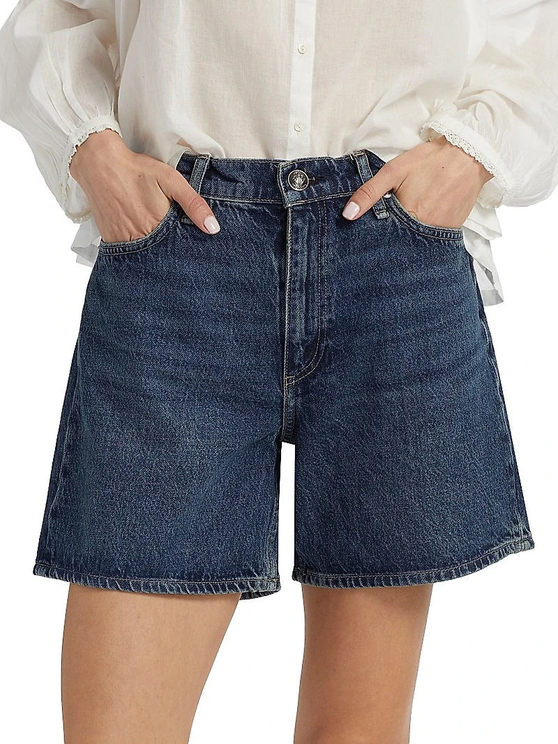 Kaia Mid-Rise Denim Shorts