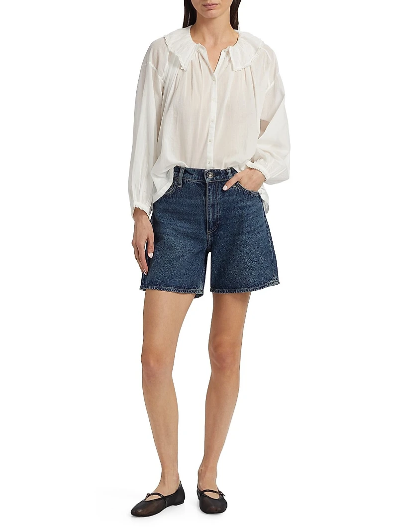 Kaia Mid-Rise Denim Shorts