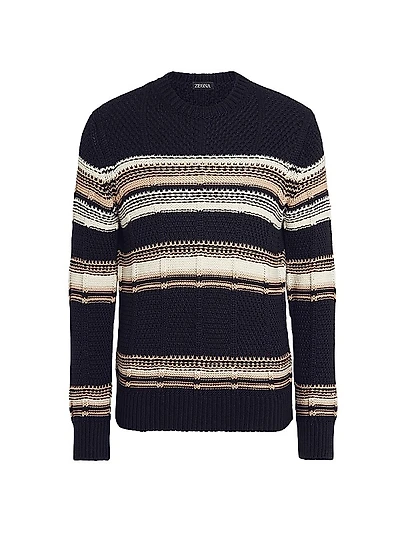 Cotton Silk and Linen Crewneck Sweater