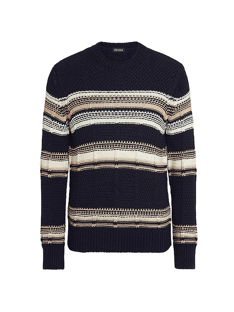 Cotton Silk and Linen Crewneck Sweater