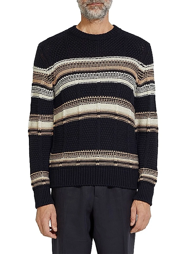 Cotton Silk and Linen Crewneck Sweater