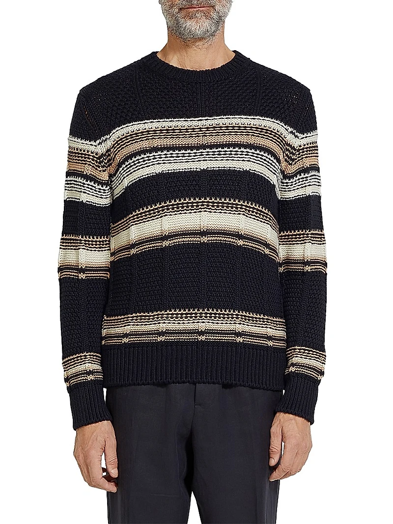 Cotton Silk and Linen Crewneck Sweater