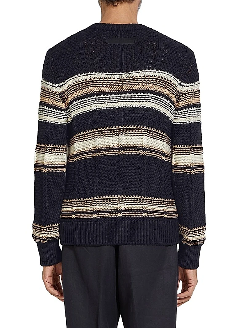 Cotton Silk and Linen Crewneck Sweater