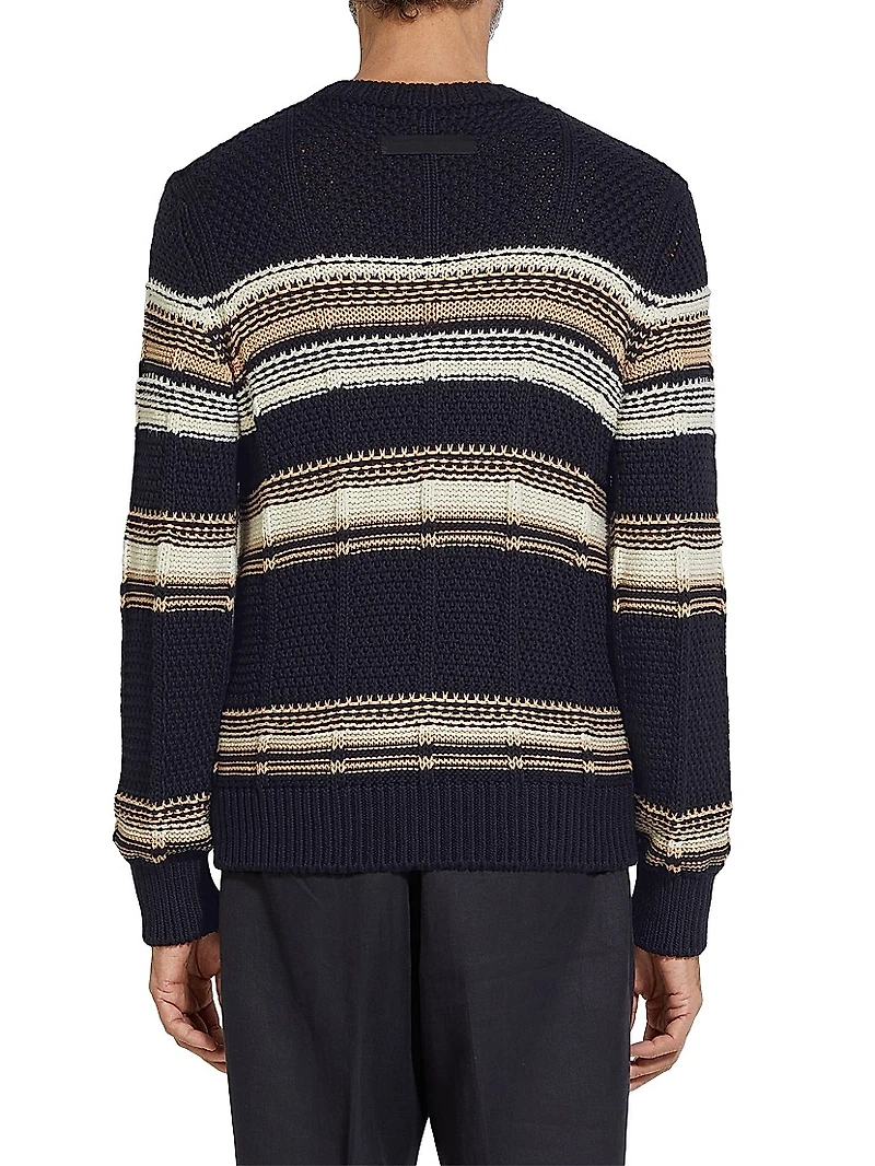 Cotton Silk and Linen Crewneck Sweater