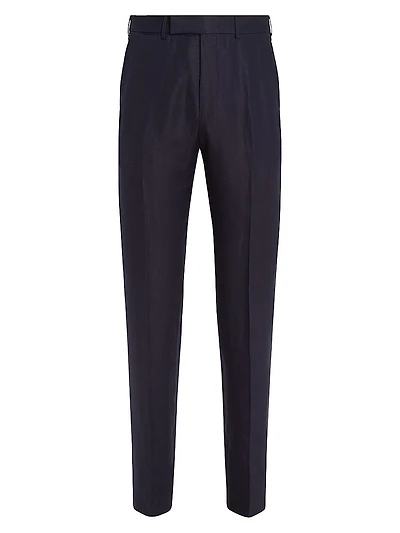 Oasi Lino Flower Flat Front Pants