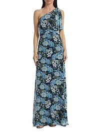 Chelsea Floral One-Shoulder Gown