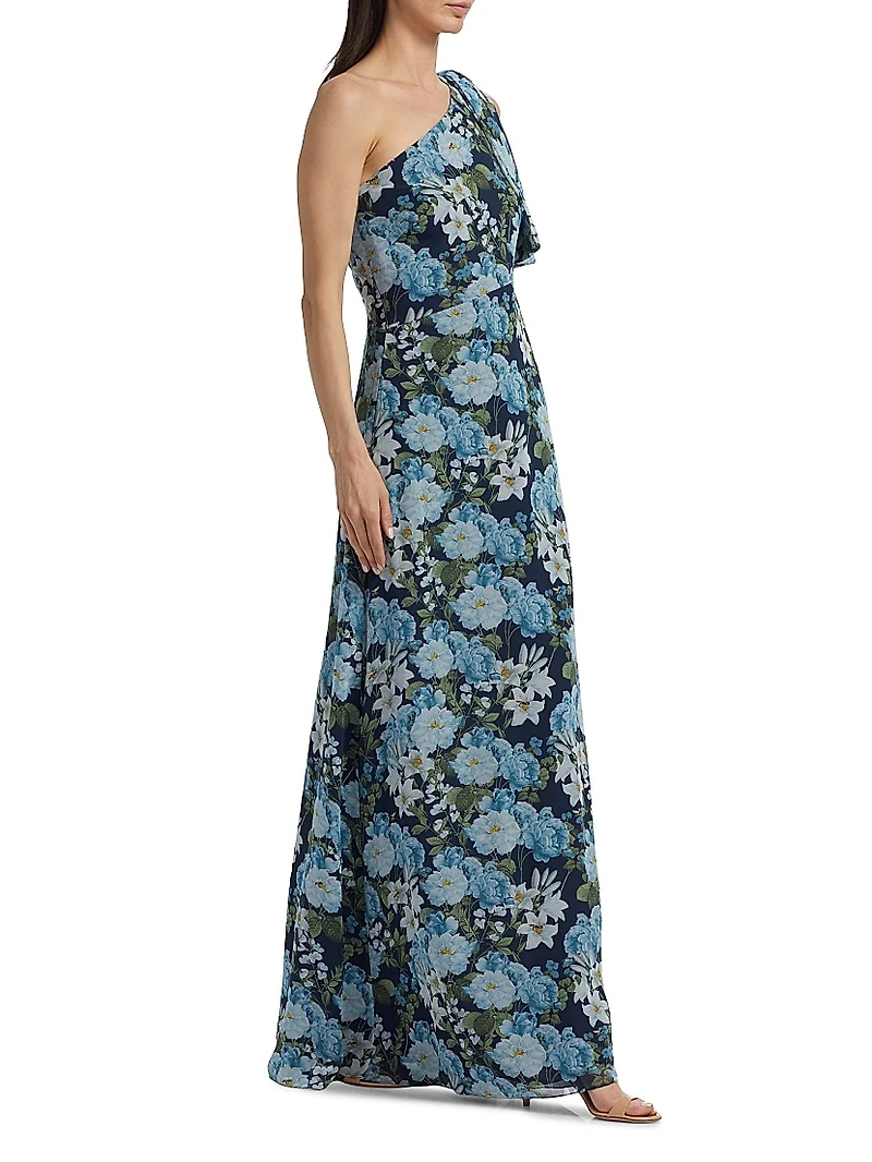 Chelsea Floral One-Shoulder Gown