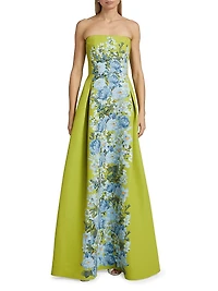 Larisa Floral Strapless Gown