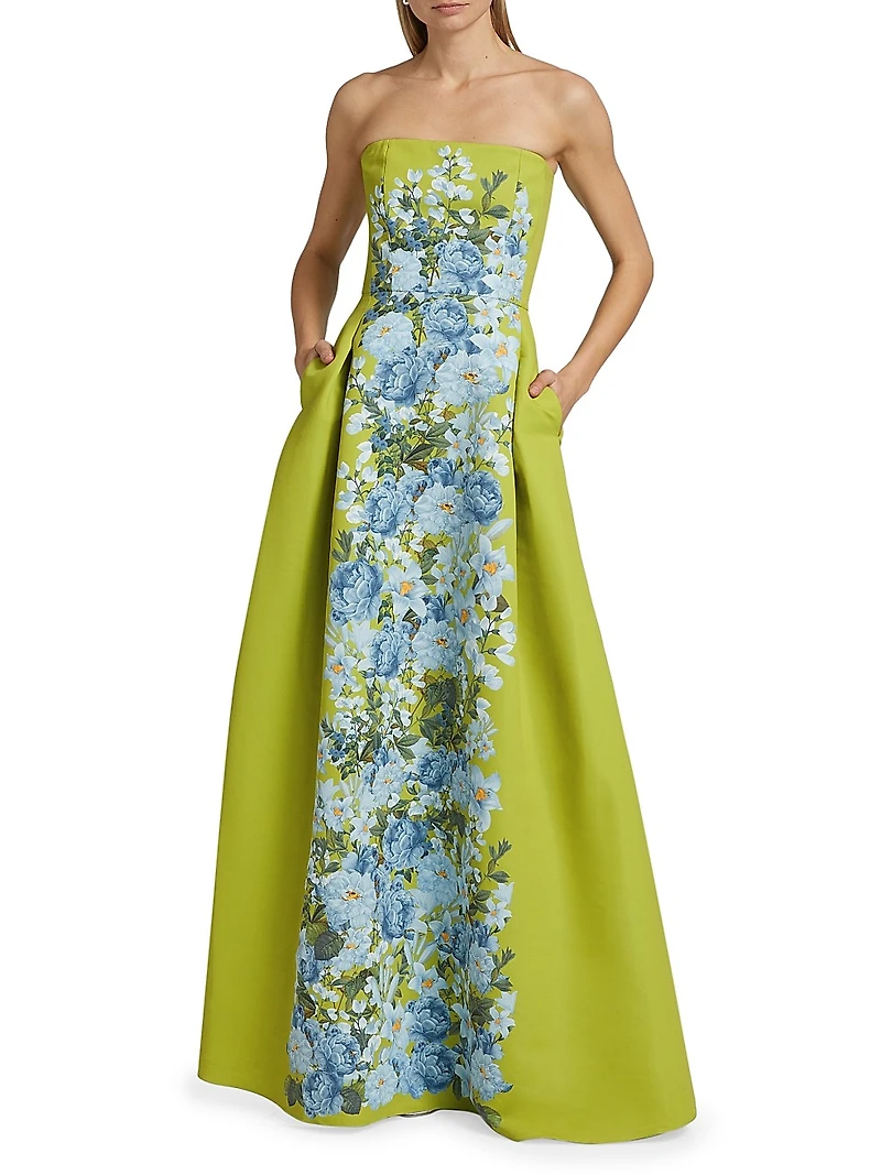 Larisa Floral Strapless Gown