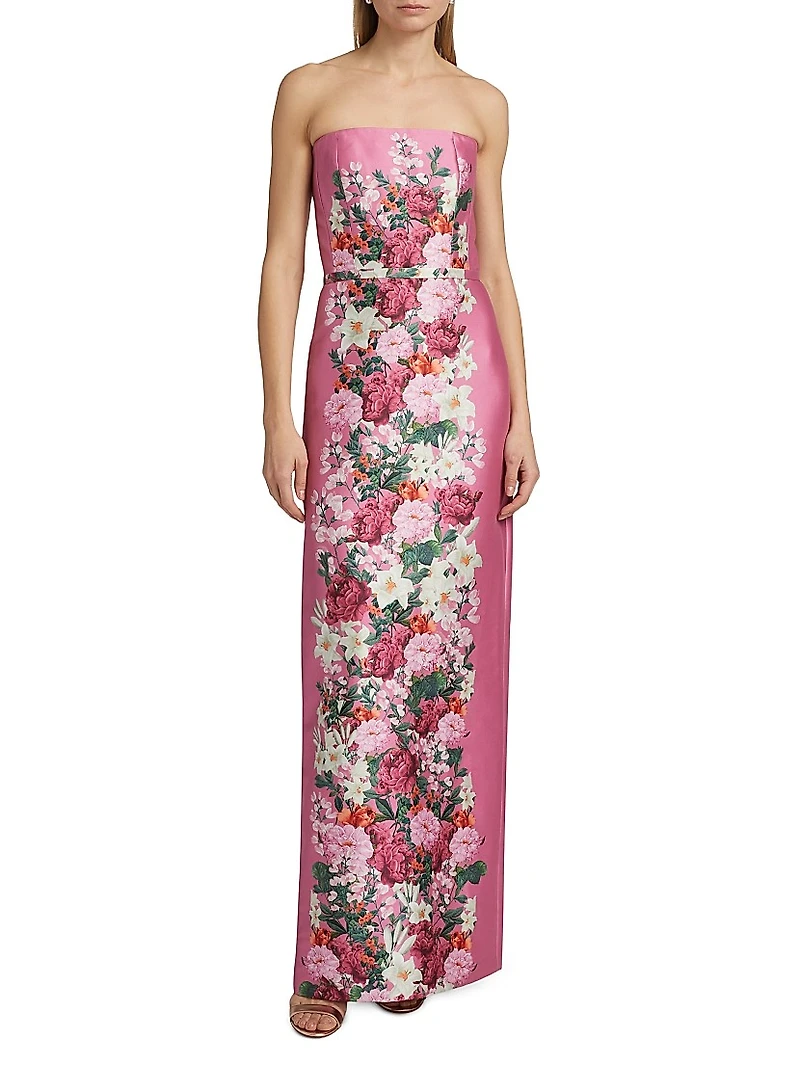 Sophia Floral Strapless Gown
