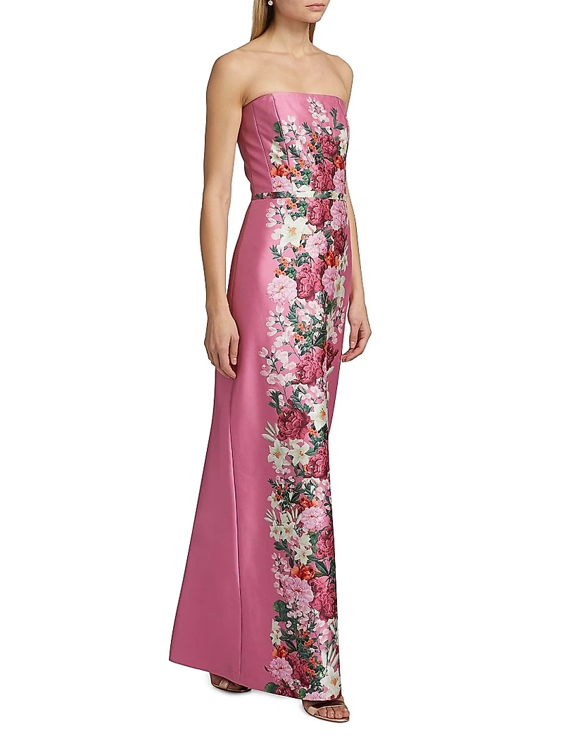Sophia Floral Strapless Gown