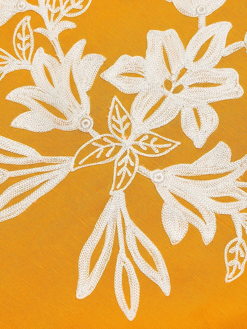 Amaira Embroidered Linen-Blend Midi-Dress