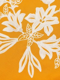 Amaira Embroidered Linen-Blend Midi-Dress