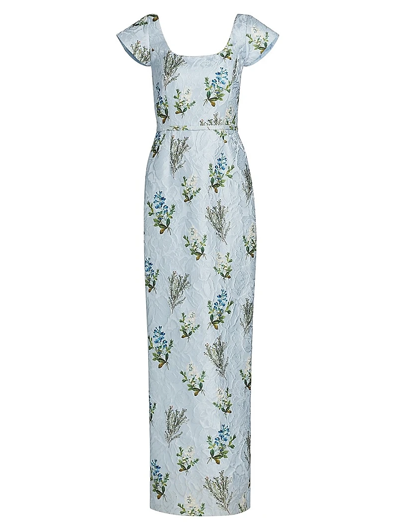Grace Floral Jacquard Column Gown