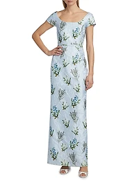 Grace Floral Jacquard Column Gown