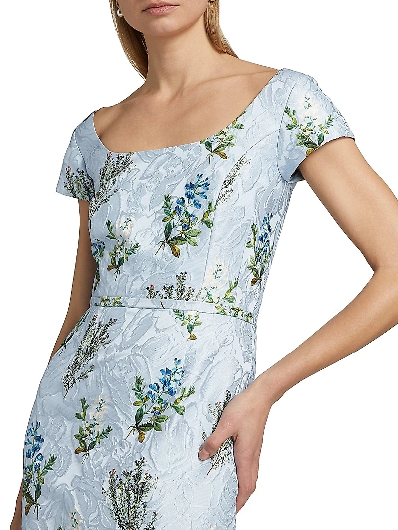 Grace Floral Jacquard Column Gown