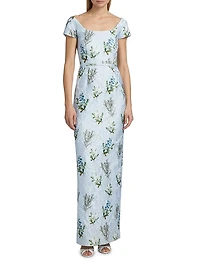Grace Floral Jacquard Column Gown