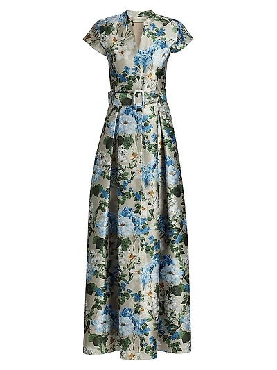 Marta Floral Belted Gown