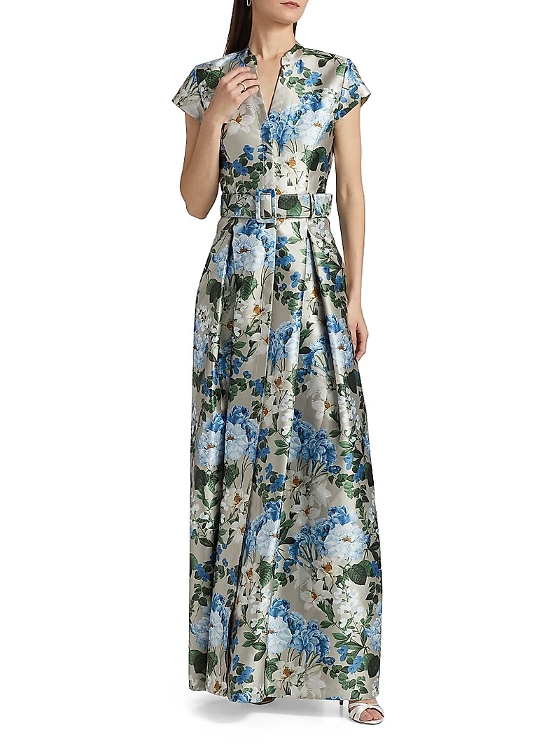 Marta Floral Belted Gown