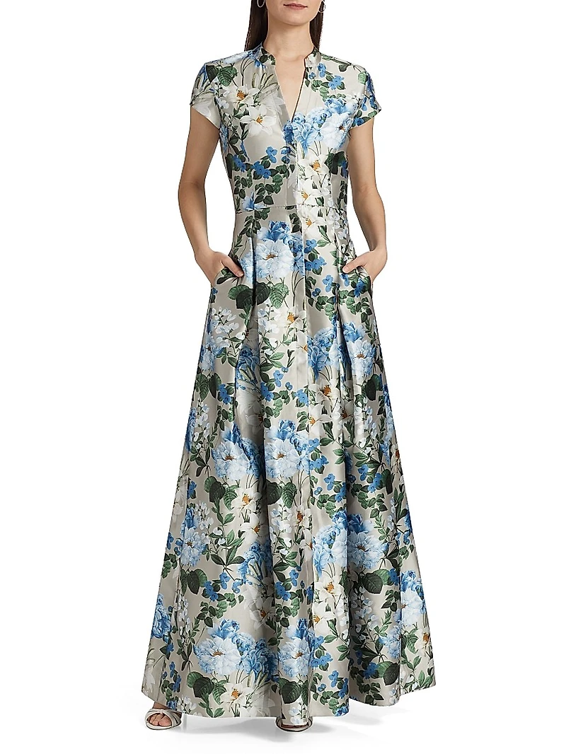 Marta Floral Belted Gown