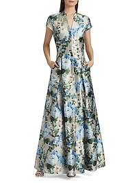 Marta Floral Belted Gown