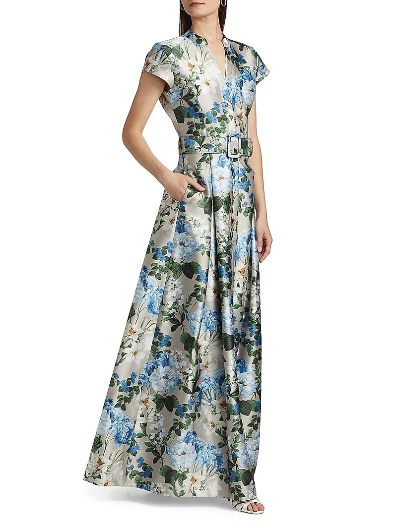 Marta Floral Belted Gown