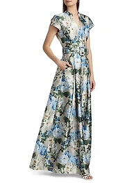 Marta Floral Belted Gown