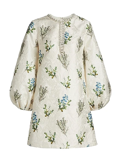 Perry Printed Embellished Minidress