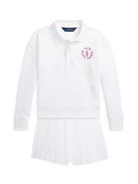 Little Girl's & Logo Long-Sleeve Polo Shirt