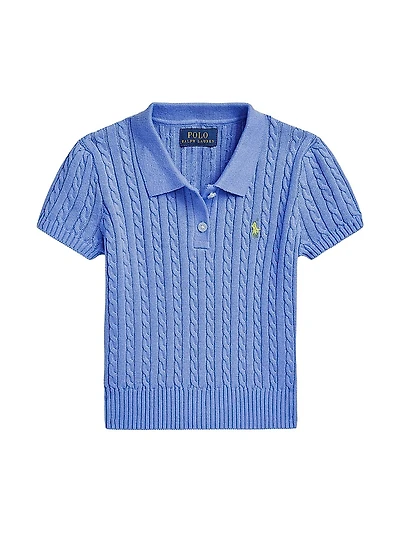 Little Girl's & Cable-Knit Polo Shirt