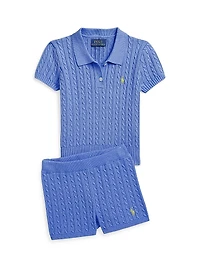 Little Girl's & Cable-Knit Polo Shirt