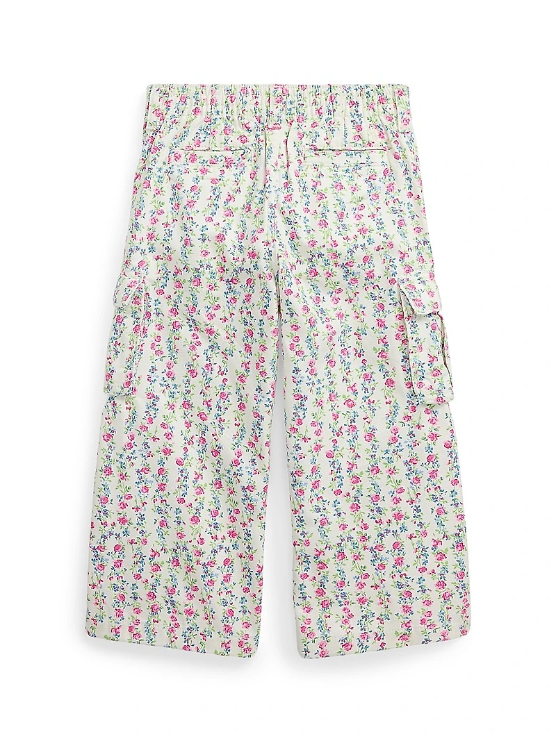 Little Girl's & Girl's Floral Cargo Pants