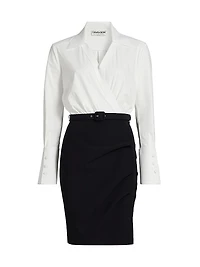 Faro Bic Colorblocked Belted Midi-Shirtdress