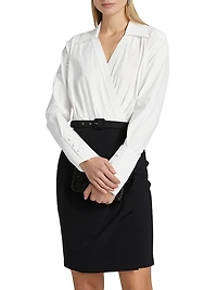 Faro Bic Colorblocked Belted Midi-Shirtdress